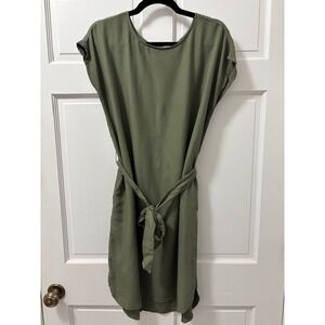 GAP Olive Green Dress Women's Size S Casual Short Sleeve Tie Waist